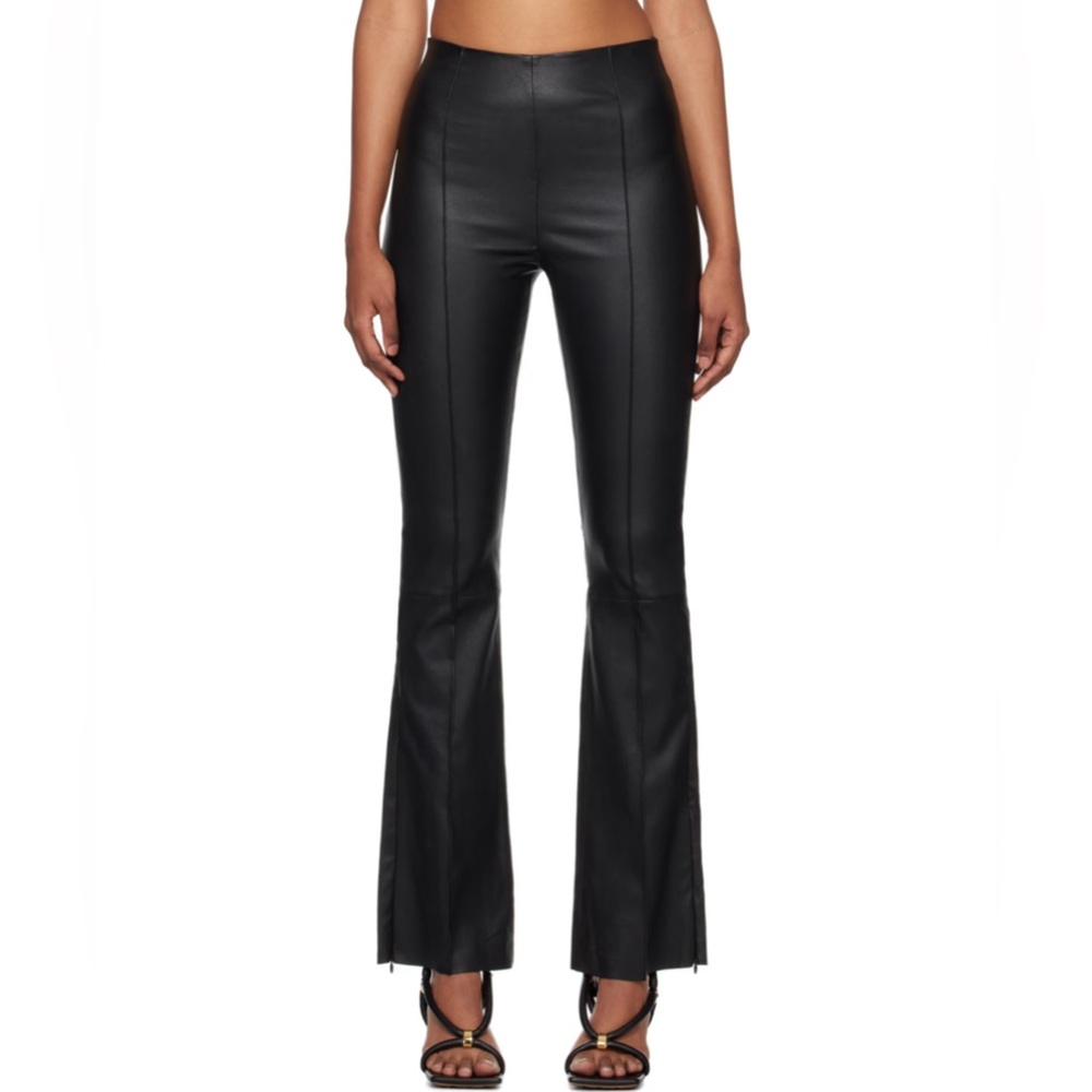 Remain Birger Christensen Sheepskin Leather Bootcut Flared Pants Black